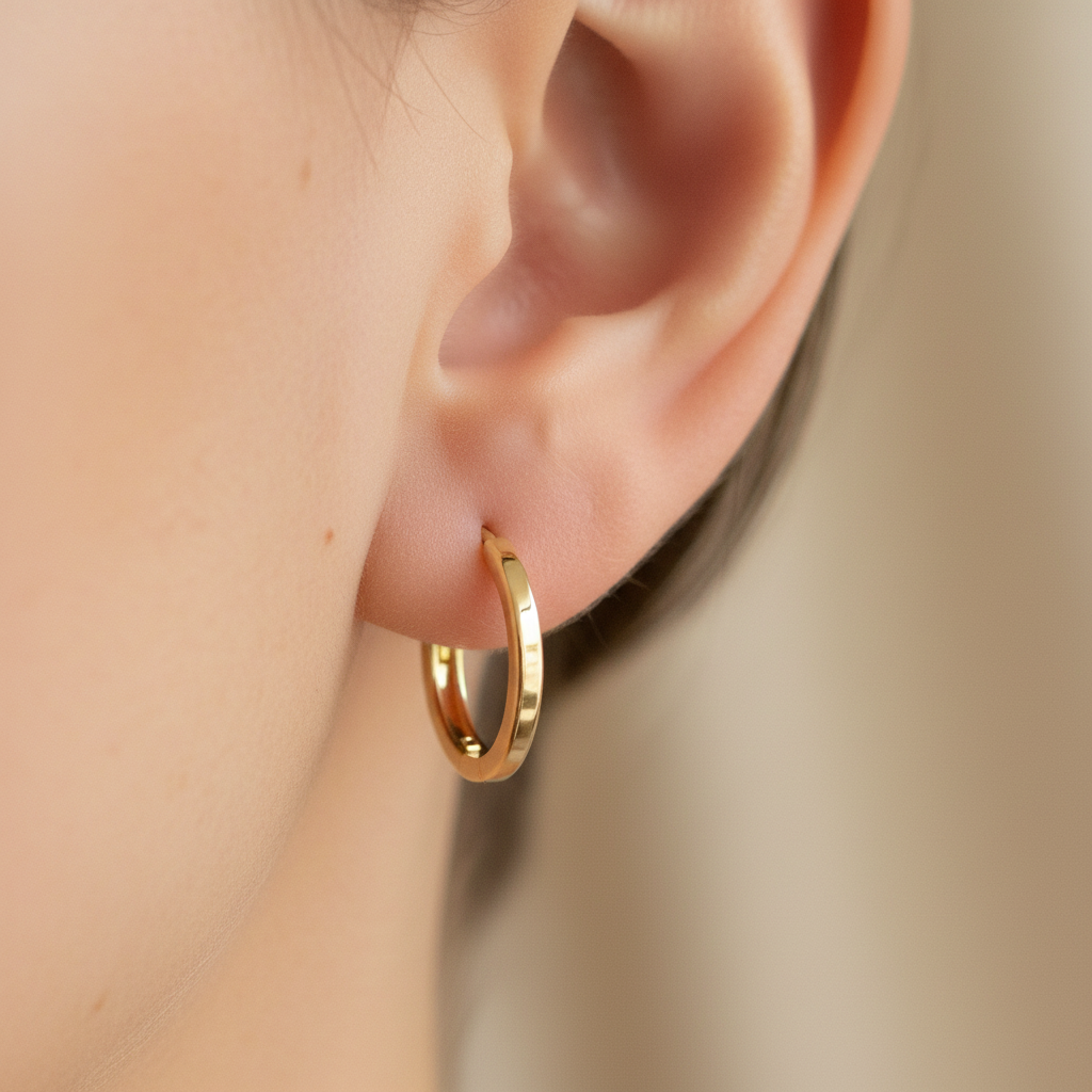 A Yellow Plated Silver Hoop Earring