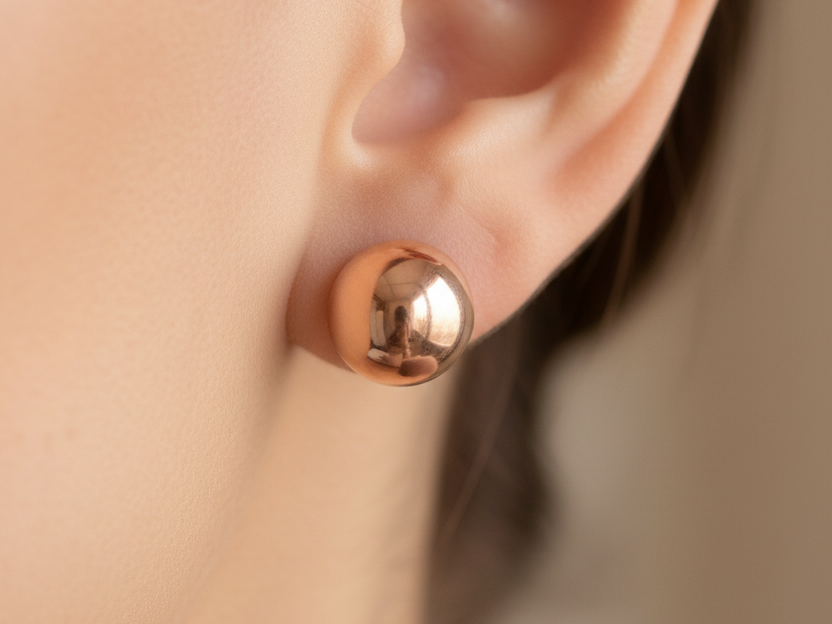 Silver with Rose Gold Plate Earring 8mm