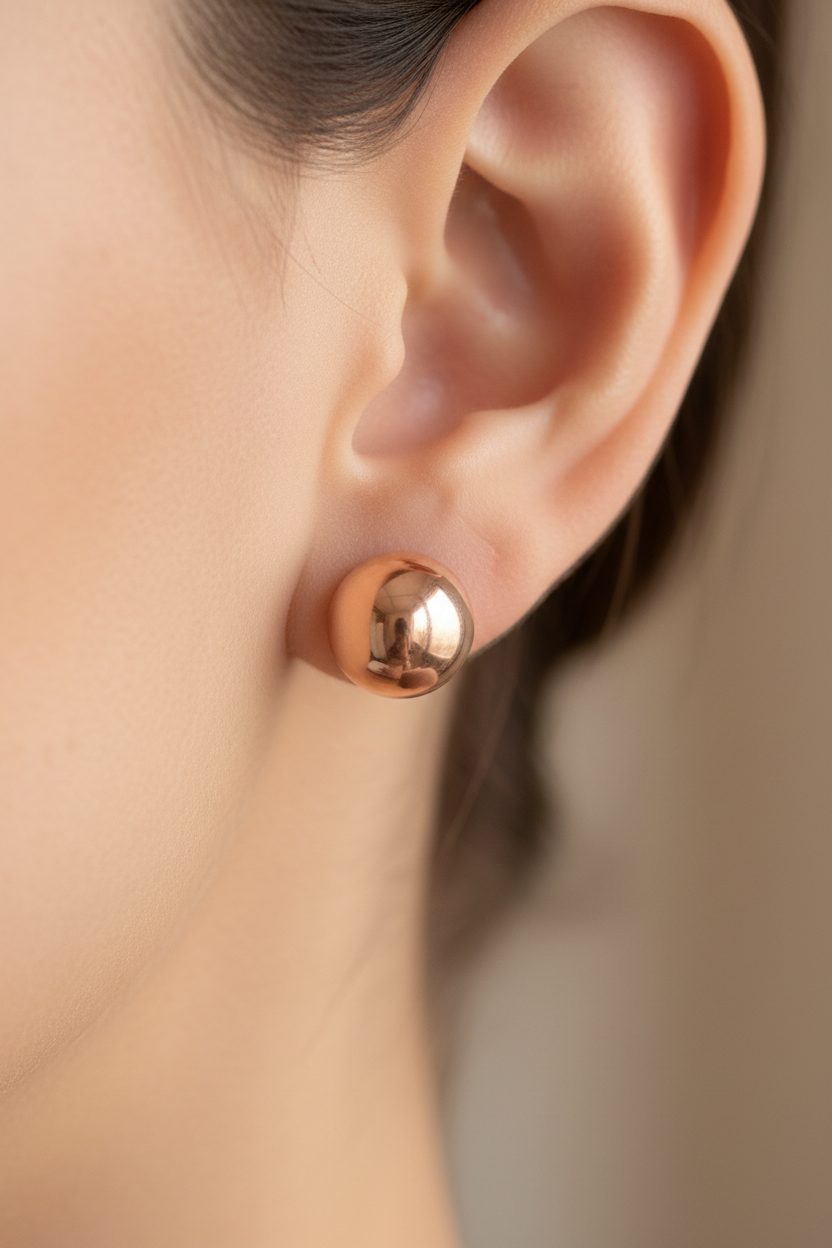 Silver with Rose Gold Plate Earring 8mm