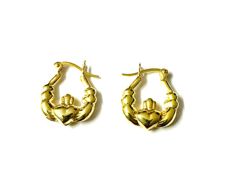 Claddagh Yellow Plated Silver Small Creole Earrings
