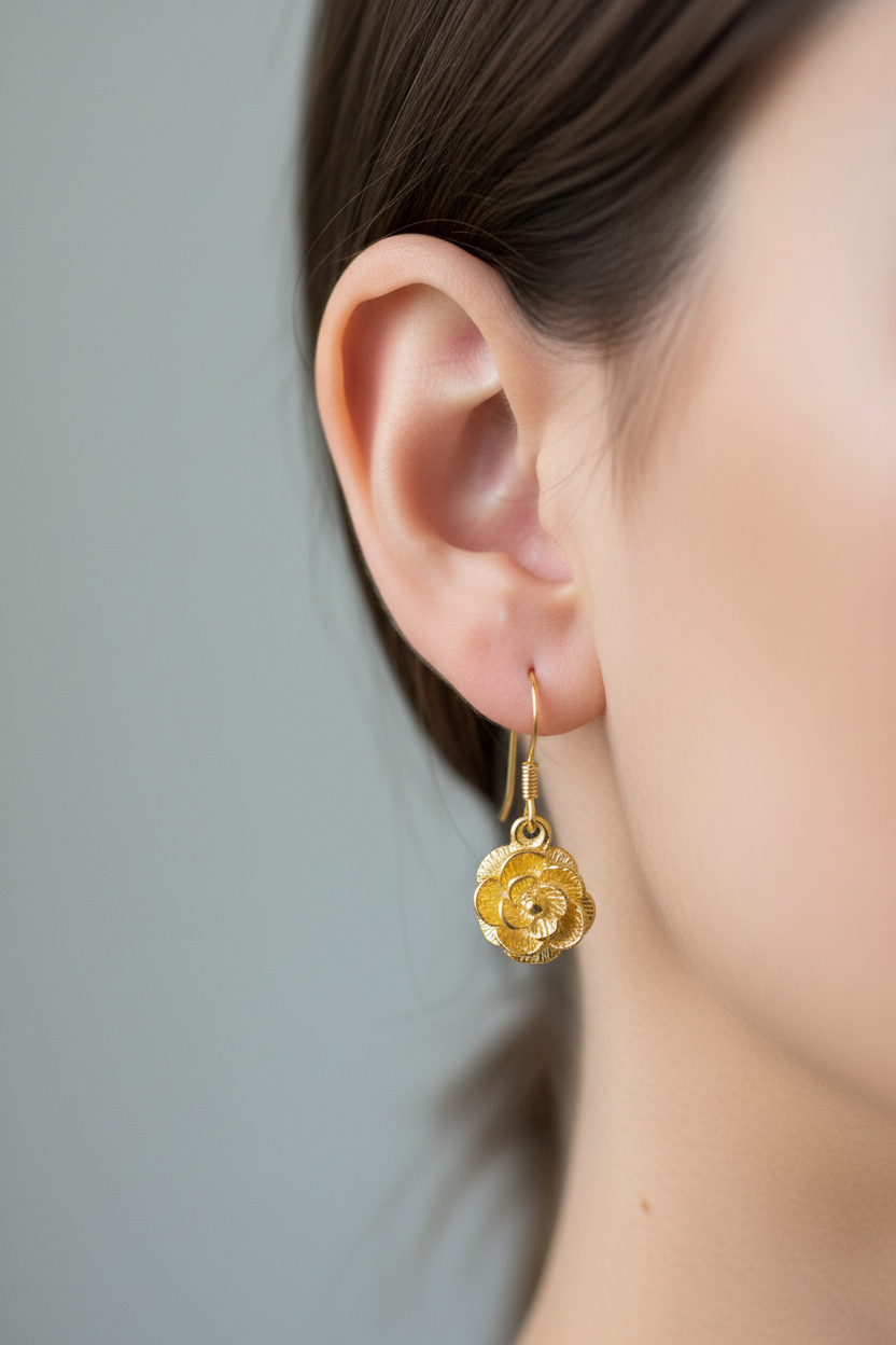 Yellow Plated Silver Flower Earring