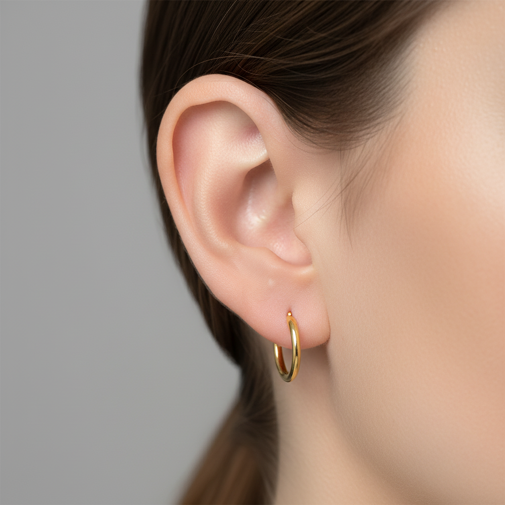 Yellow Gold Plated Sleeper Earrings  1.2 X 10