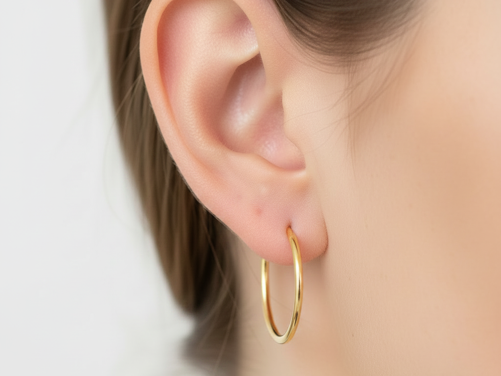 Yellow Gold Plated Sleeper Earrings  1.2 X 16