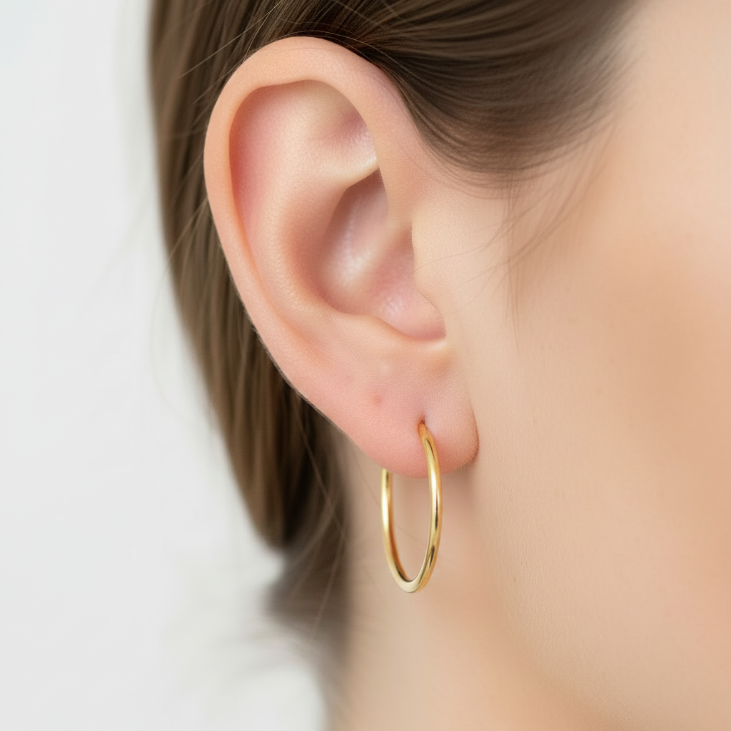 Yellow Gold Plated Sleeper Earrings  1.2 X 16