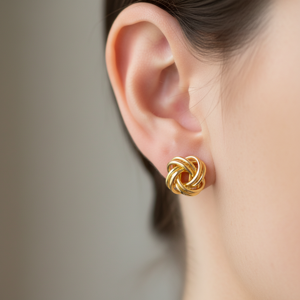 A Yellow Plated Silver 10mm Stud Earring