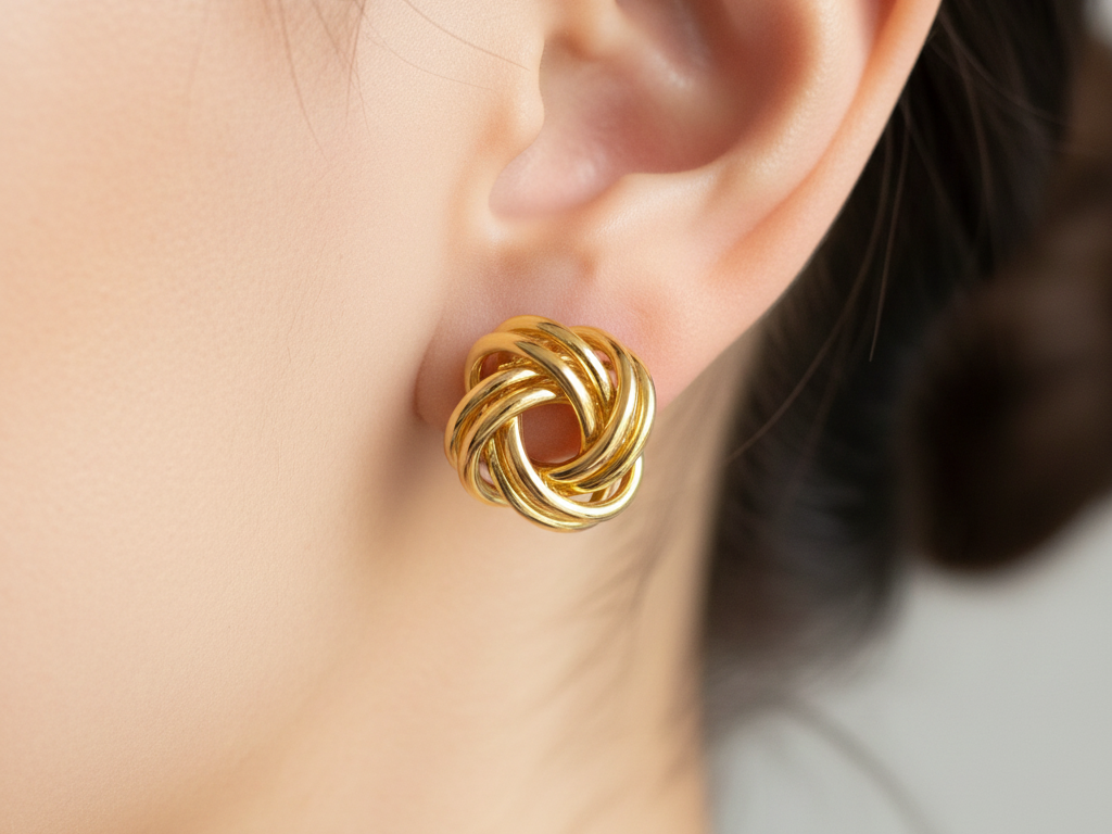 A Yellow Plated Silver 12mm Stud Earring