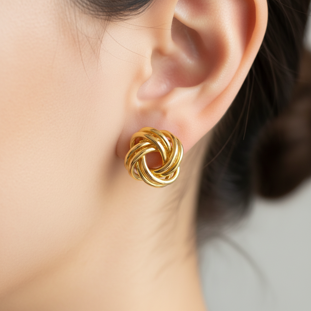 A Yellow Plated Silver 12mm Stud Earring