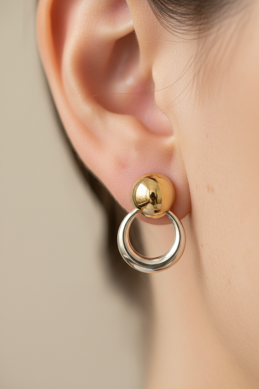 A Yellow Plated Silver Earring