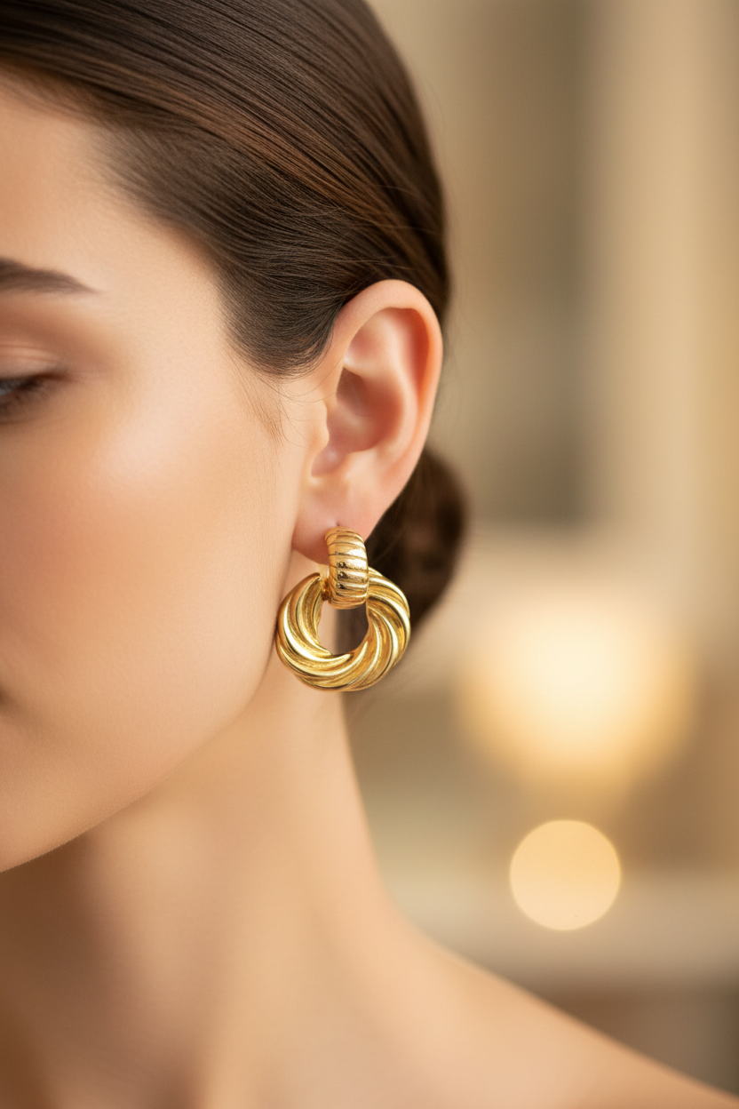 A Yellow Plated Silver Earring