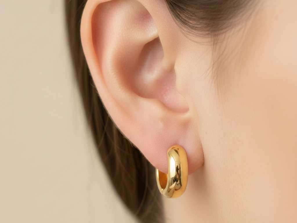 Gold Plated Silver Huggies Earring