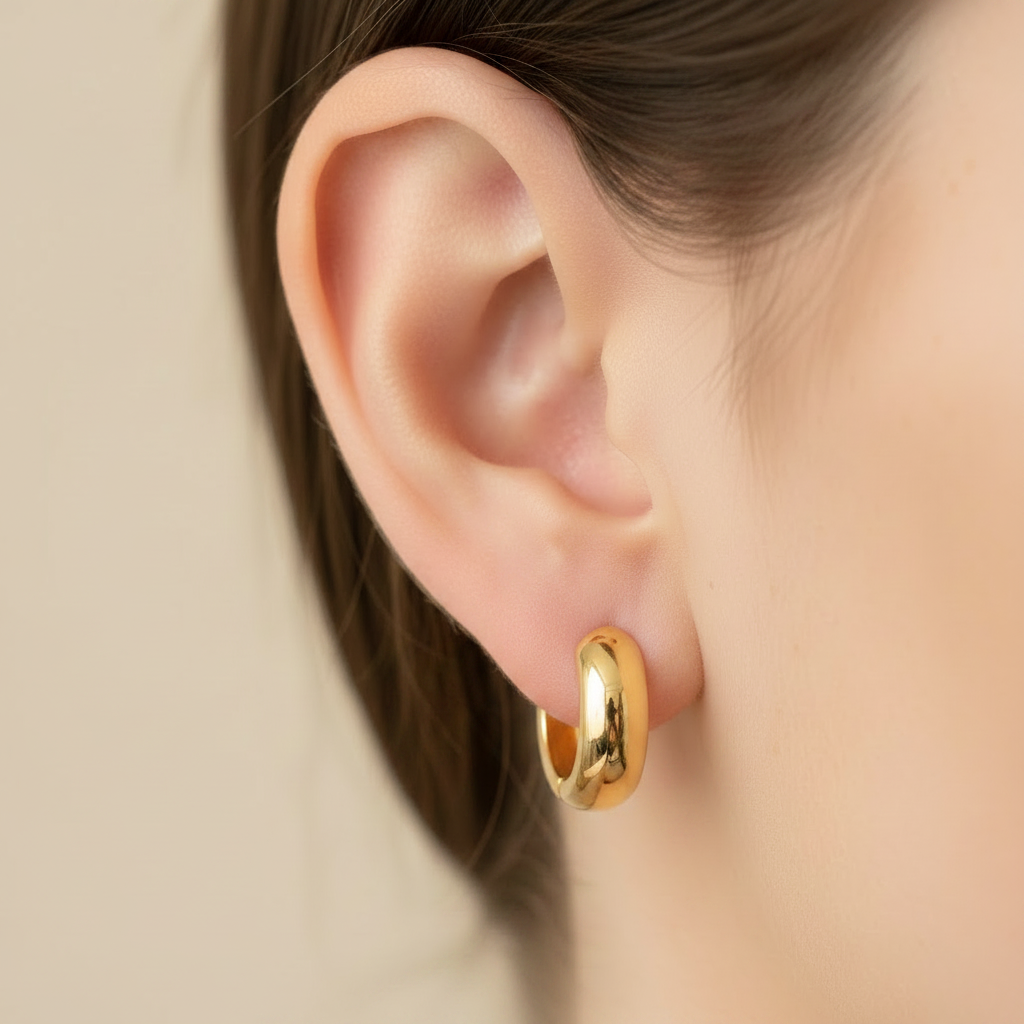 Gold Plated Silver Huggies Earring