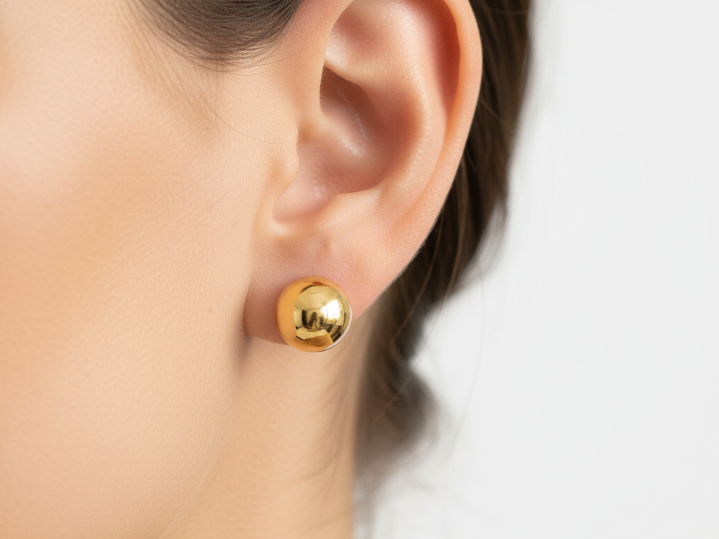 Yellow Gold Plated Earrings 6 mm
