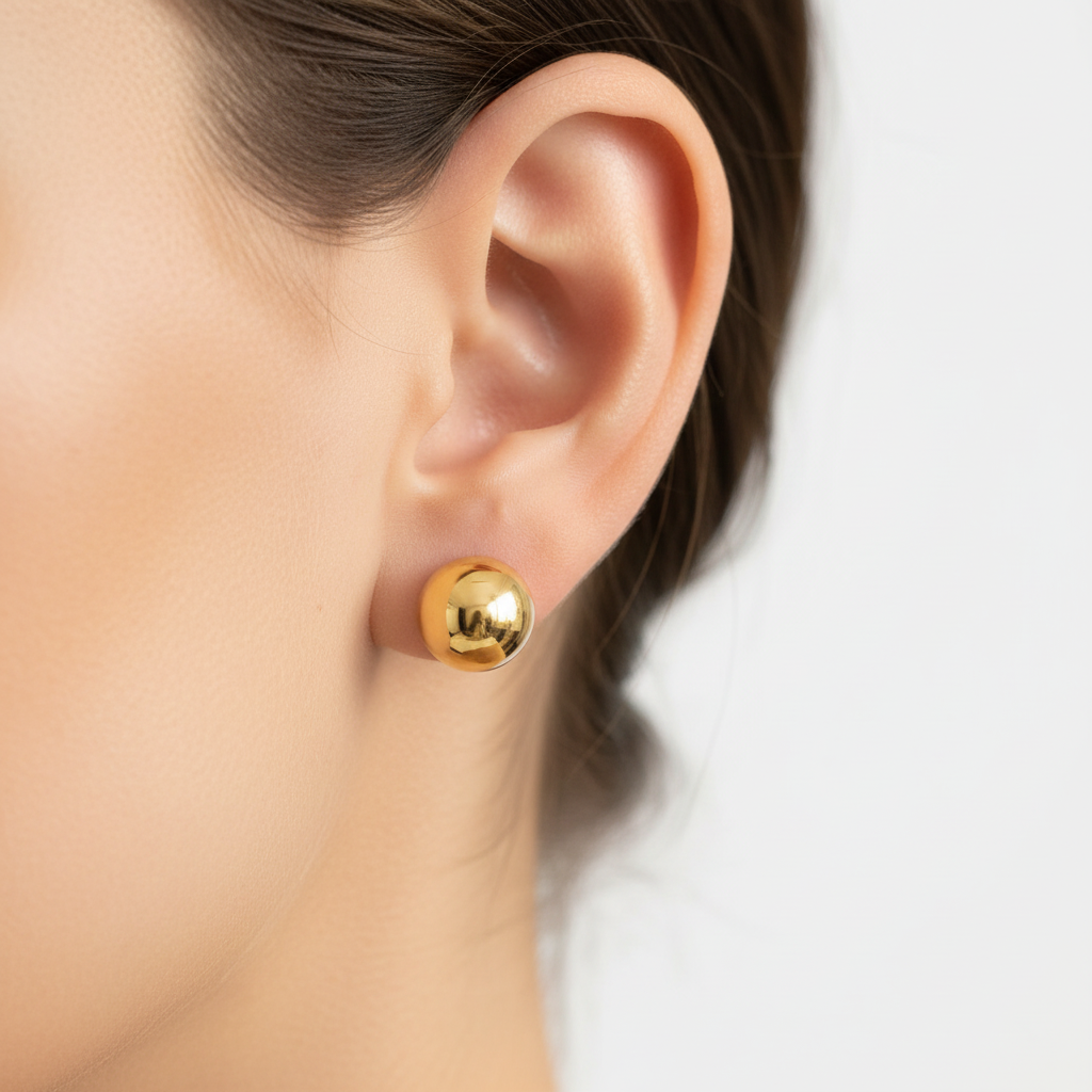 Yellow Gold Plated Earrings 6 mm