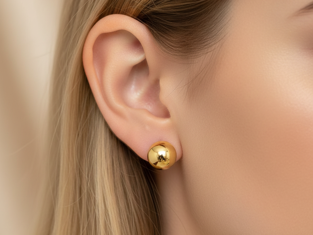 Yellow Gold Plated Earrings 5 mm