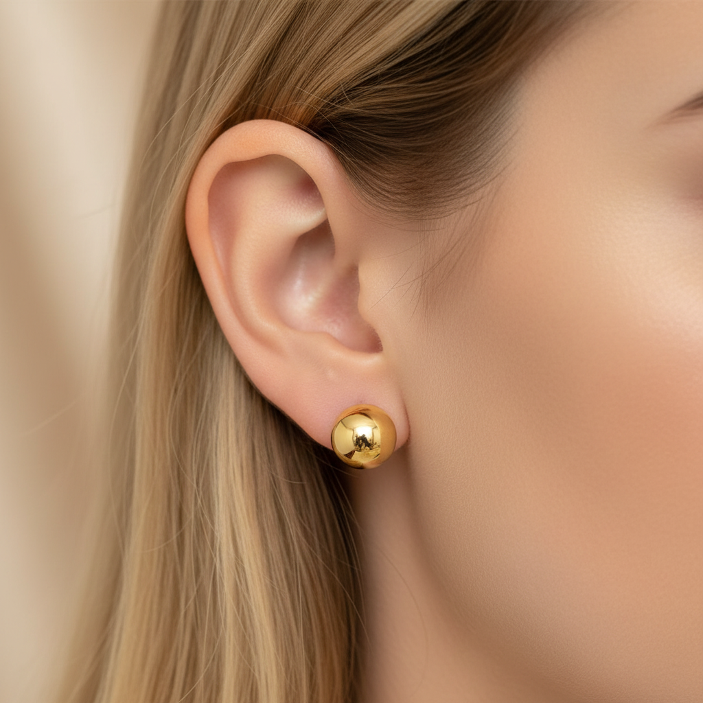 Yellow Gold Plated Earrings 5 mm