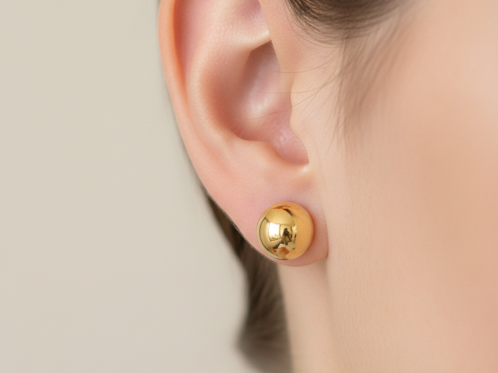 Yellow Gold Plated Earrings 3 mm