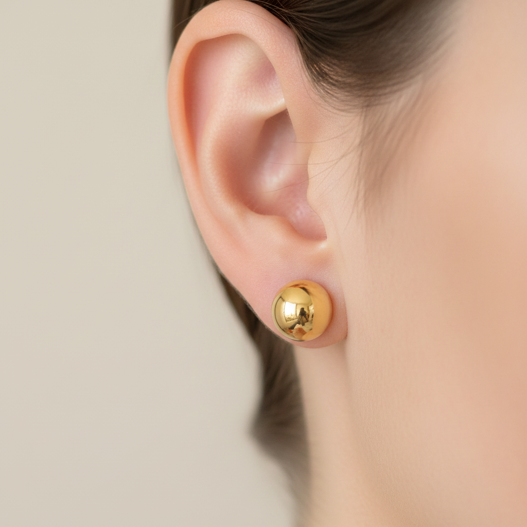Yellow Gold Plated Earrings 3 mm