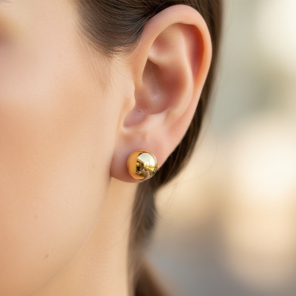 Yellow Gold Plated Earrings 8mm