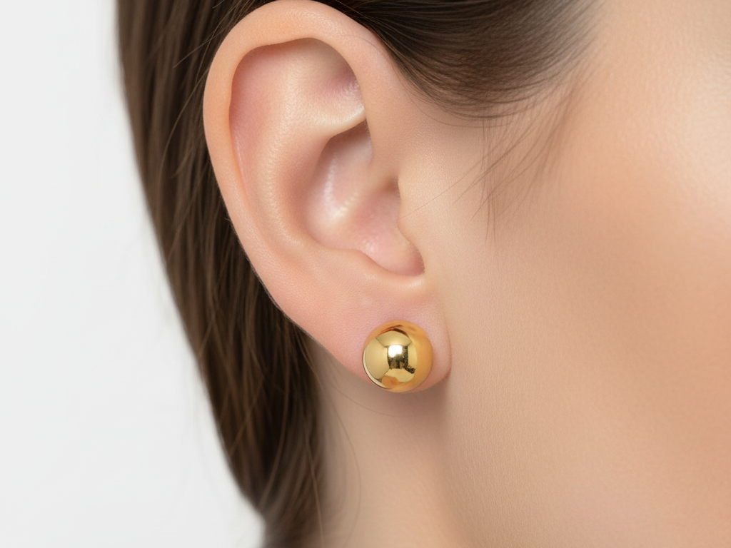 Yellow Gold Plated Earrings 4 mm