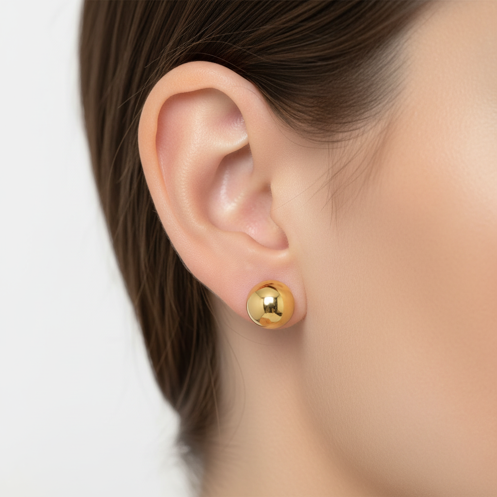 Yellow Gold Plated Earrings 4 mm