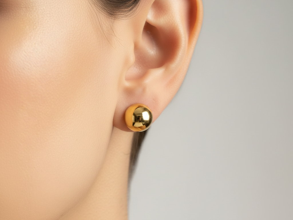 Yellow Gold Plated Earrings 10mm