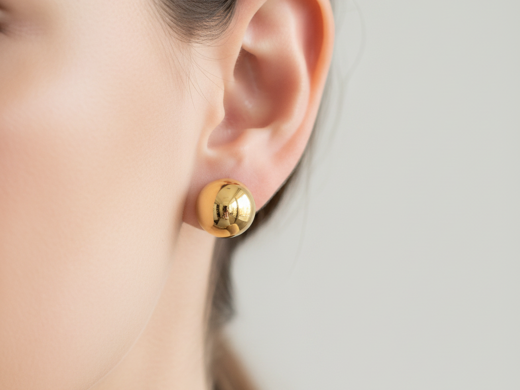 Yellow Gold Plated Earrings 14mm