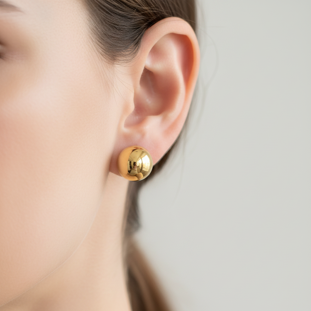 Yellow Gold Plated Earrings 14mm