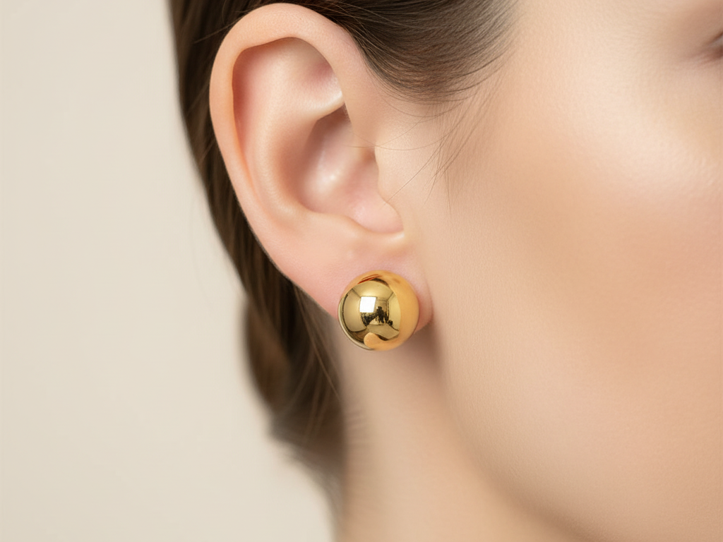 Yellow Gold Plated Earrings 12mm