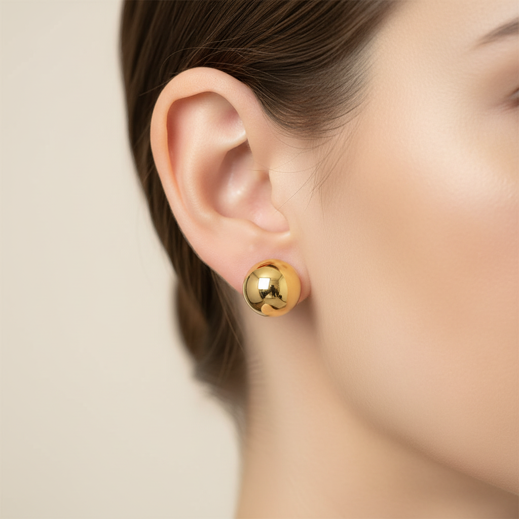 Yellow Gold Plated Earrings 12mm