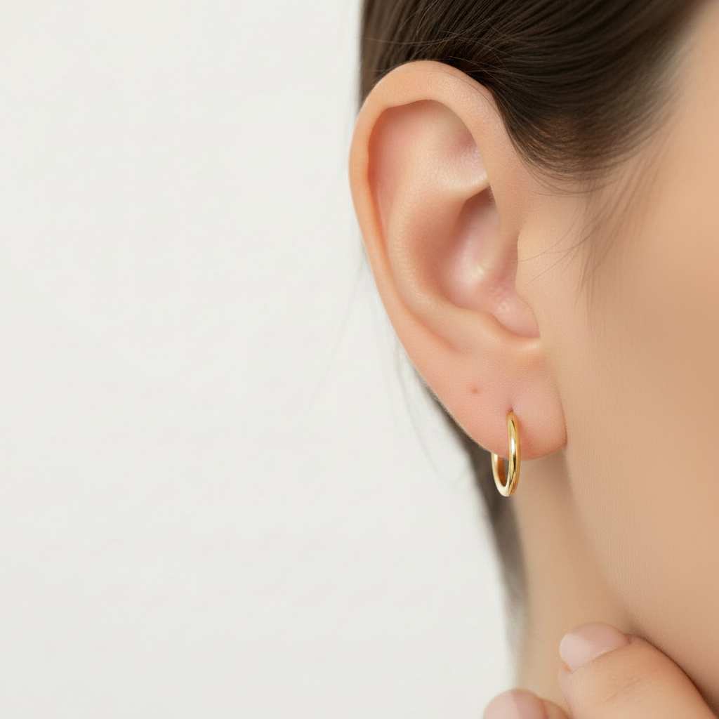 Yellow Gold Plated Sleeper Earrings  1.2 X 18