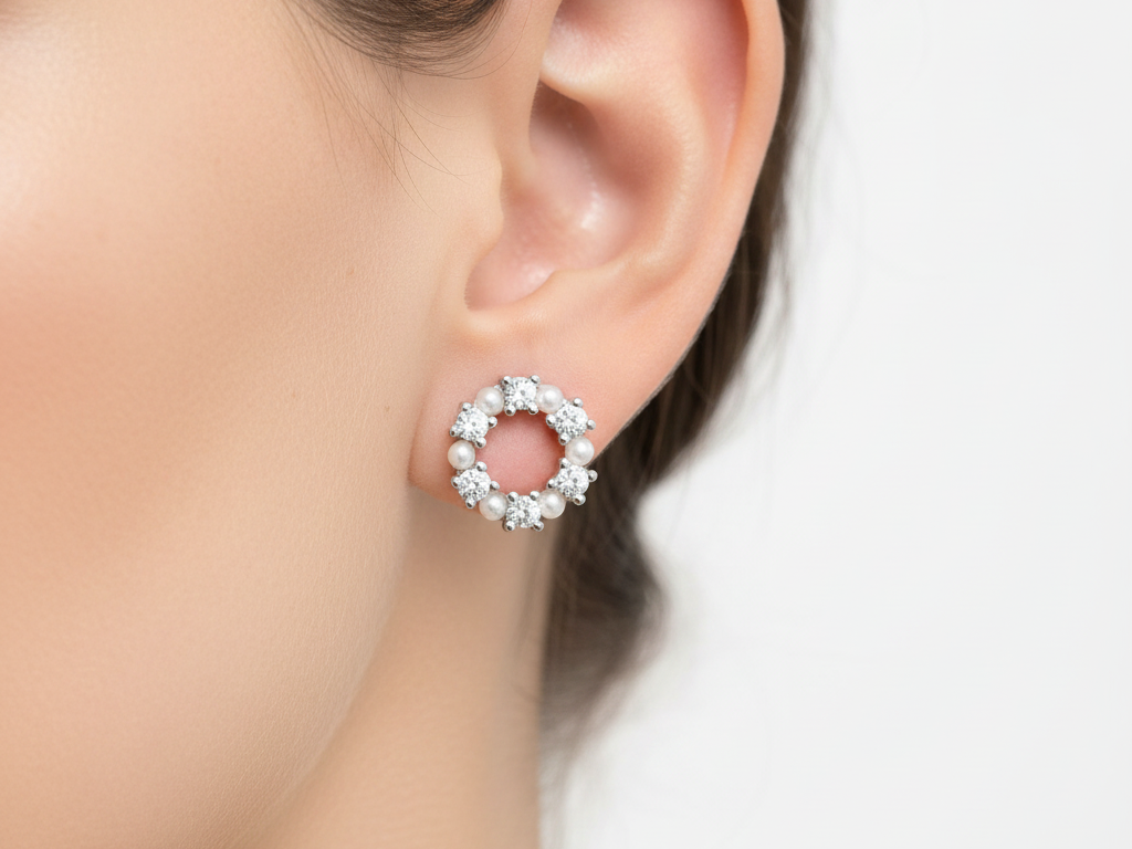 Silver Pearl Earring