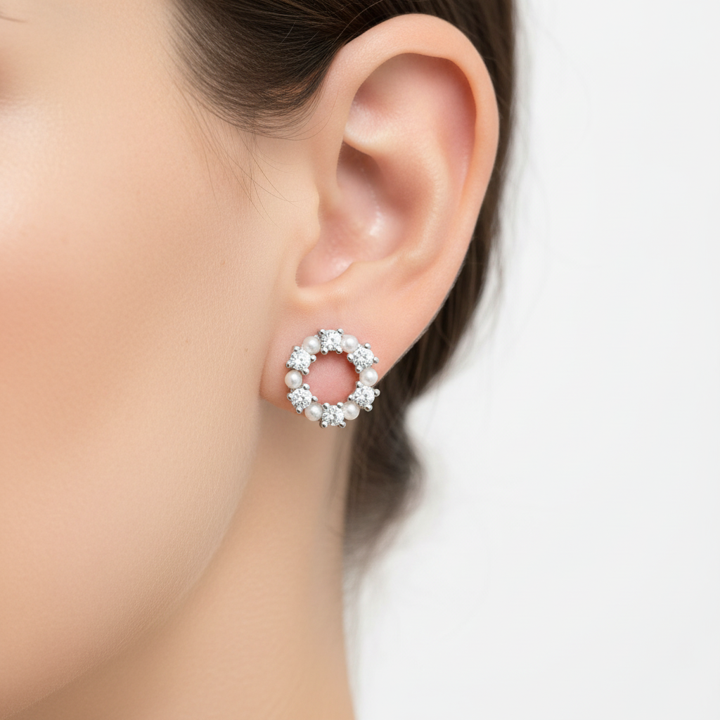 Silver Pearl Earring