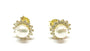 Gold Plated Silver Pearl and White Cz Stone Set Earring