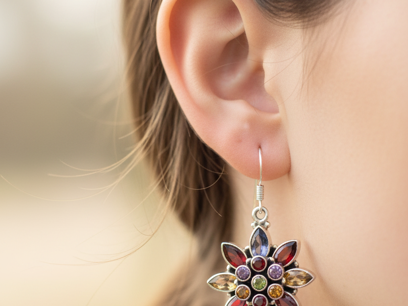 Semi Precious Stone Earring
