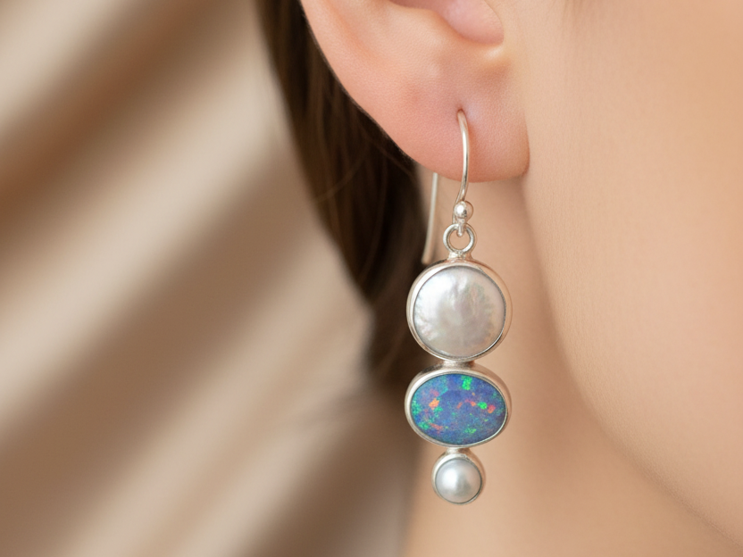 Shell and Opal Earring