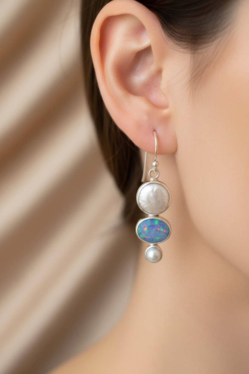 Shell and Opal Earring