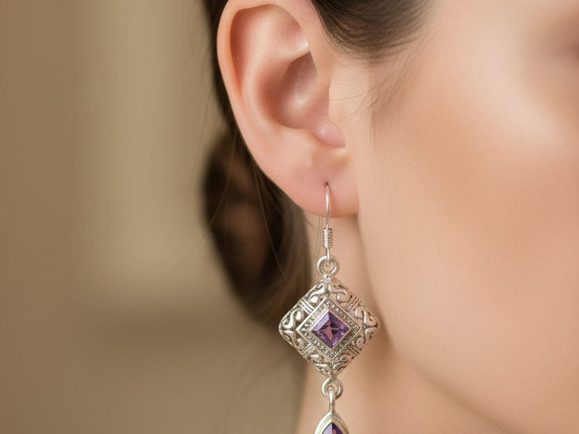 Semi Precious Stone Earring