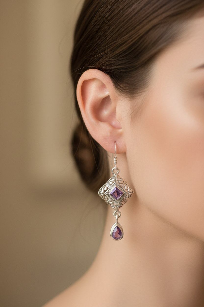 Semi Precious Stone Earring