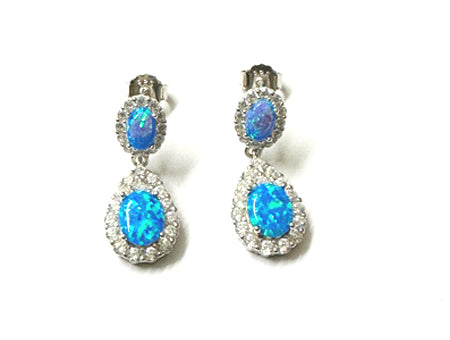 Silver Blue Opal Cz Necklace