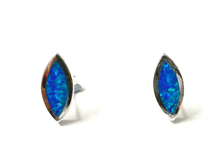 Blue Opal And Cz Silver Earring