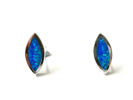 Blue Opal And Cz Silver Earring