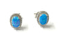 Blue Opal And Cz Silver Earring