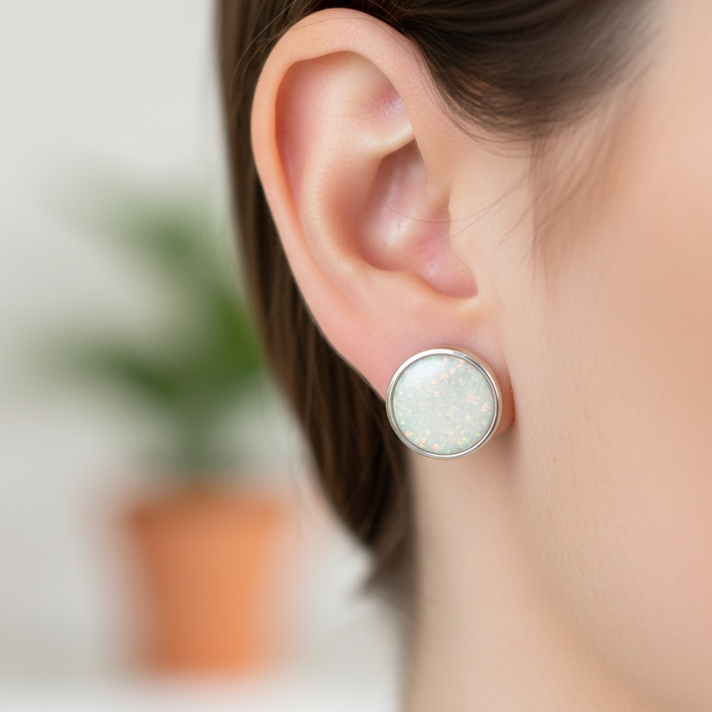 Opal Silver Earring