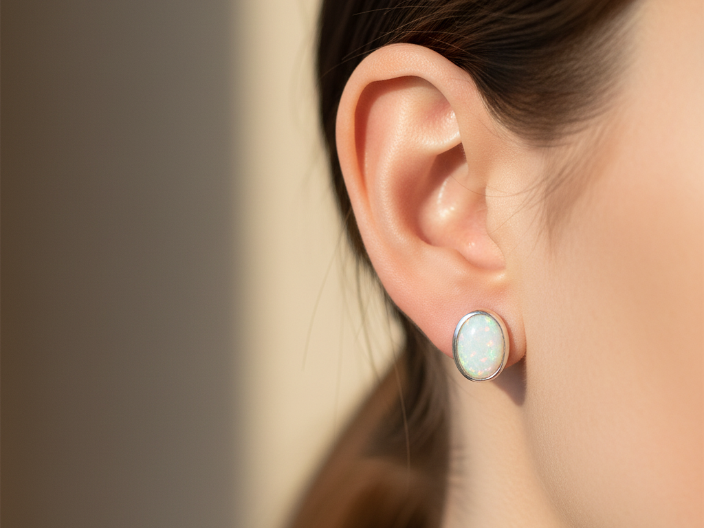 Opal Silver Earring