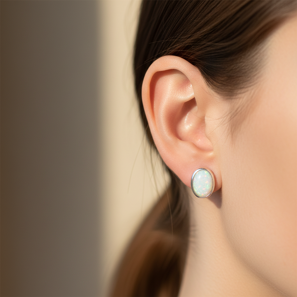 Opal Silver Earring
