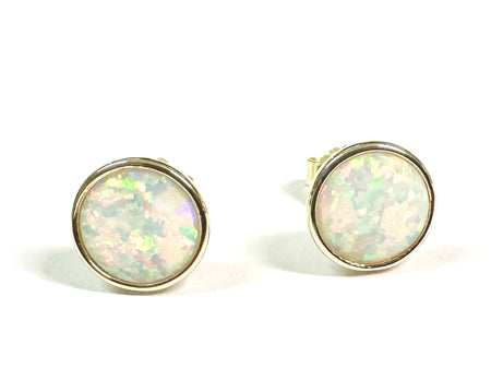 Opal Silver With Yellow Plated Stud Earring