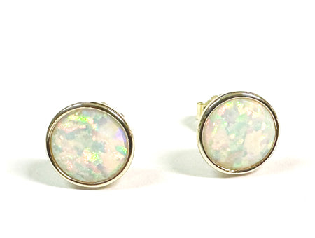 Opal Silver With Yellow Plated Stud Earring