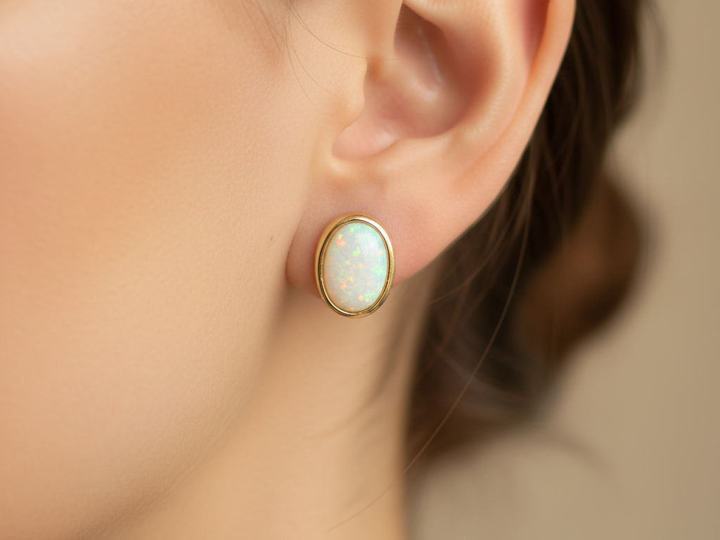 Opal Yellow Plated Silver Earring