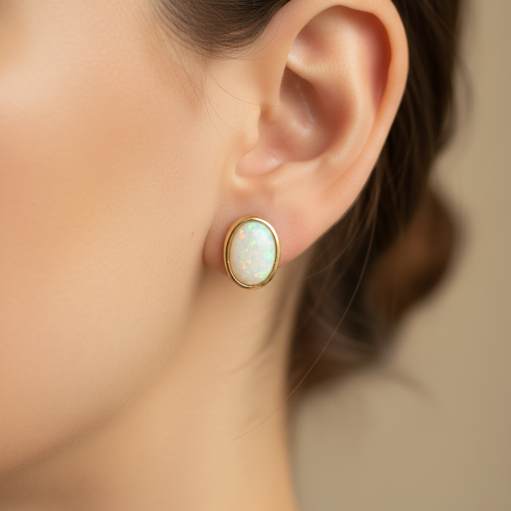 Opal Yellow Plated Silver Earring