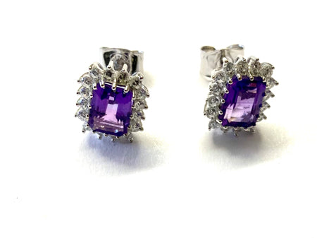 9 CT White Gold Amethyst Earring.